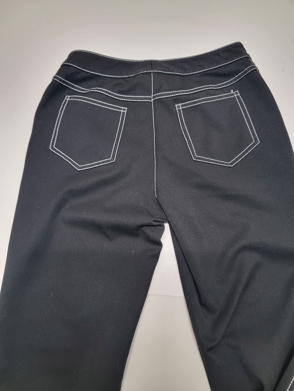 St. John Sport Black Jeans/Pants with White Topstitching - Picture 5 of 11